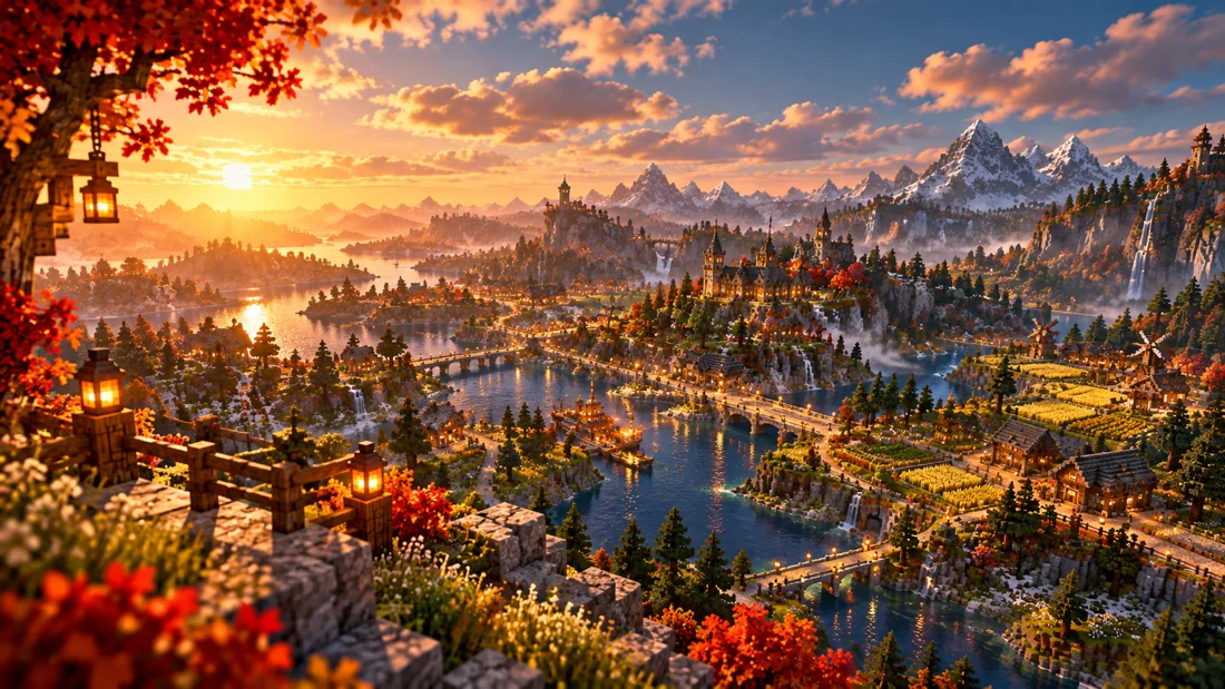Panorama einer Minecraft-Survivalwelt